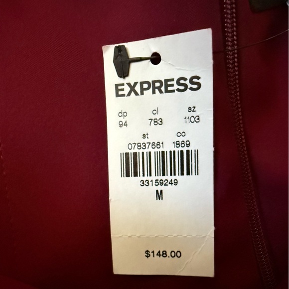 NWT! Express Deep Red Velvet Strapless Dress - Picture 4 of 4